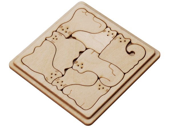 Деревянная головоломка «Catgram», Цвет натуральный