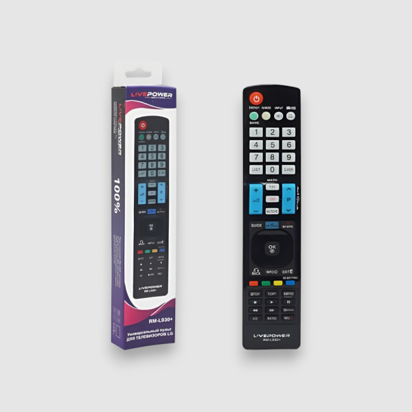 Пульт д/у универсальный RM-930+ на LG в блистере, IR интерфейс, радиус до 10 м, черный / Универсальное управление для всех LG TV