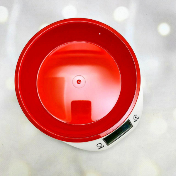 Электронные кухонные весы Kitchen Scales 5кг со съемной чашей Красная чаша