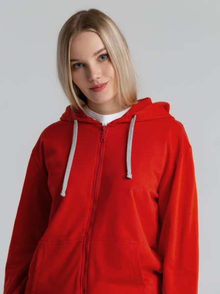 Толстовка на молнии с капюшоном Unit Siverga, красная, XS–4XL