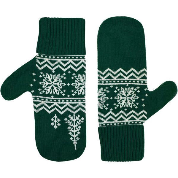 Варежки Elnik, зеленые с молочно-белым, S/M, L/XL