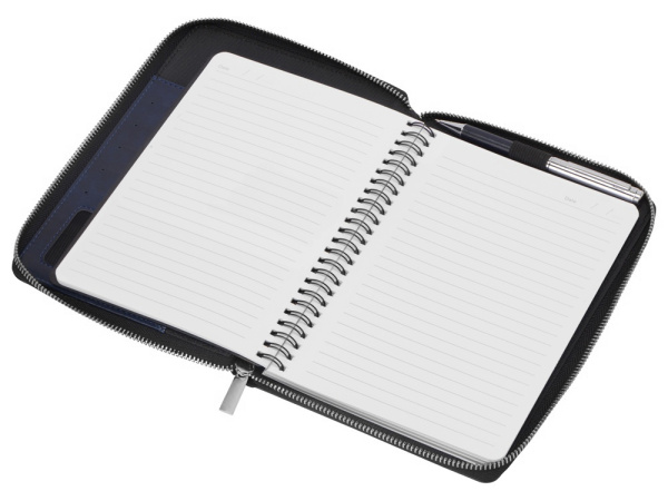 Бизнес-блокнот на молнии А5 «Fabrizio» с RFID защитой, Цвет темно-синий