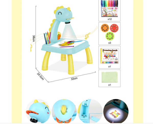 Детский стол проектор "Динозаврик" для рисования Projector Painting Yimatoys с подсветкой, фломастер