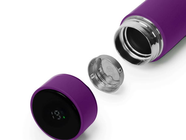 Термос FAMILY MARK LED, индикатор, soft touch, Цвет фиолетовый