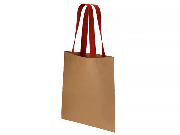 Сумка-шоппер «Papyrus» из моющейся крафт-бумаги, Цвет натуральный/красный