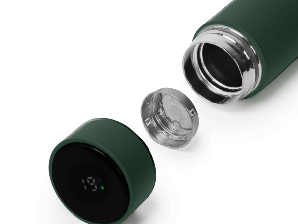 Термос FAMILY MARK LED, индикатор, soft touch, Цвет темно-зеленый