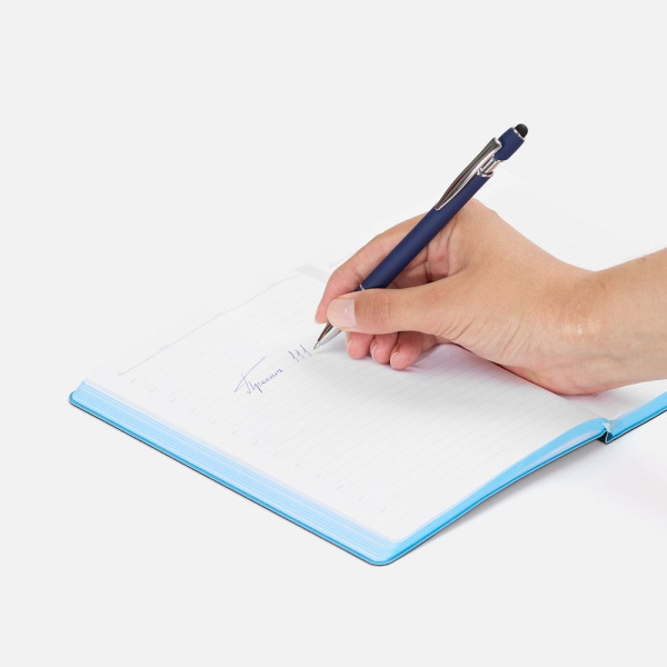 Ручка шариковая Pointer Soft Touch со стилусом, темно-синяя, 14,3х1 см