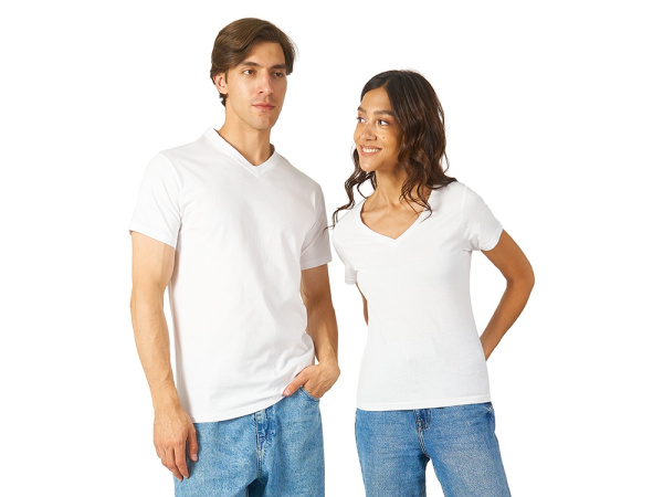 Футболка "Heavy Super Club" мужская с V-образным вырезом, Размер M, Цвет белый