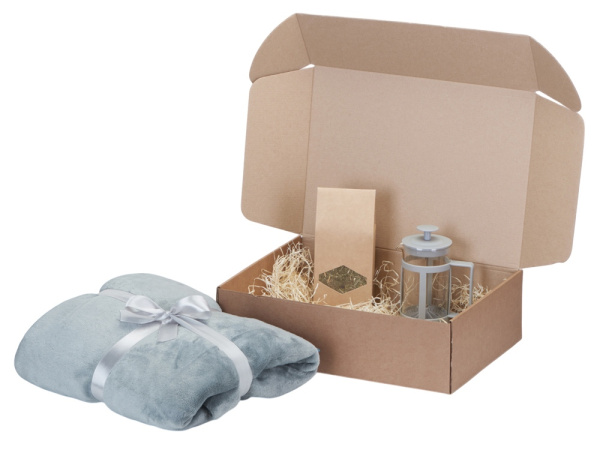 Подарочный набор «Tea time» с пледом, Цвет серый