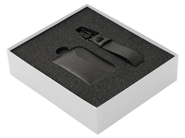 Подарочный набор Long River: картхолдер, ремешок для ключей, Размер Без лого, Цвет черный/белый