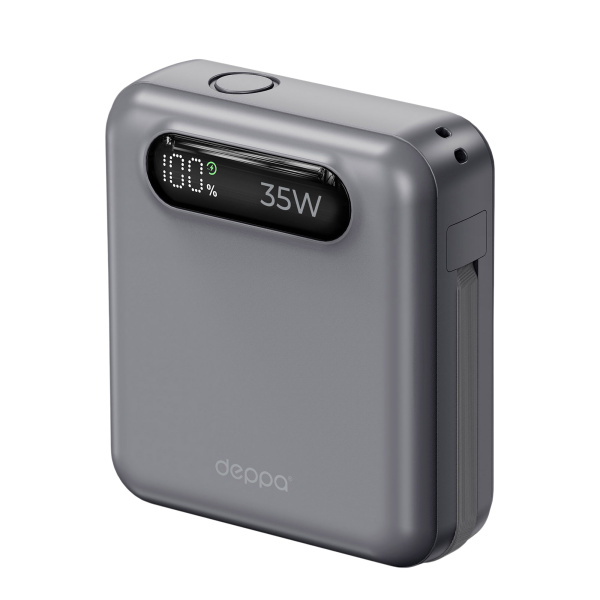 Внешний АКБ NRG Turbo Cable 10000 mAh, 35Вт, Цвет графит