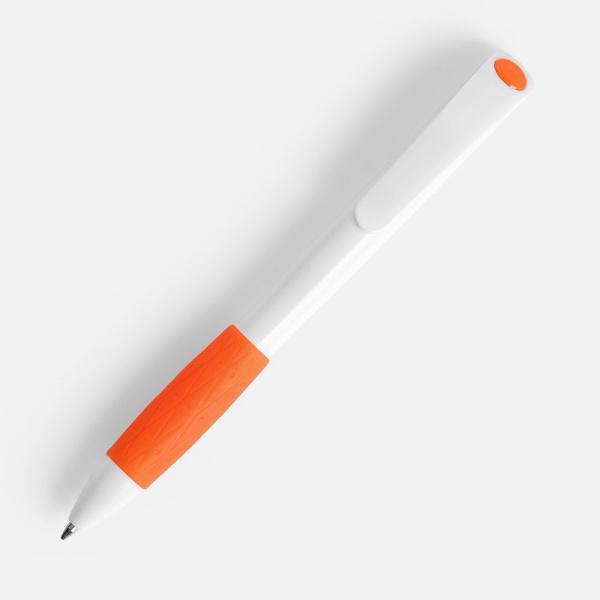 Ручка шариковая Grip, белая с оранжевым, 13,2х1,1 см