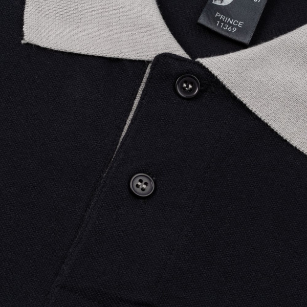 Рубашка поло Prince 190, черная с серым, XS–XXL