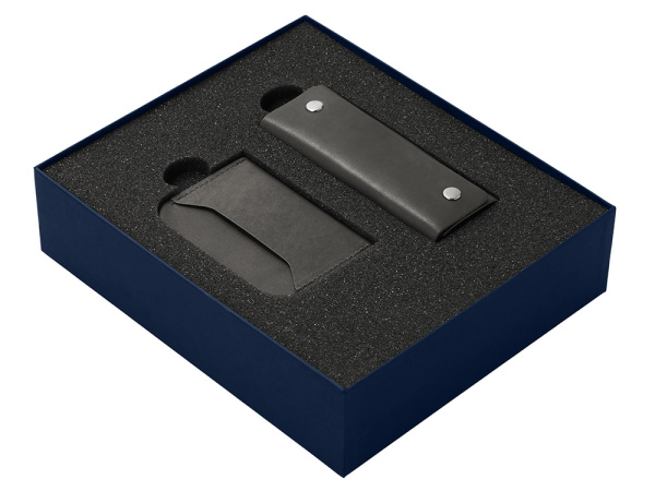 Подарочный набор Long River: картхолдер, ключница, Размер Без лого, Цвет черный/синий