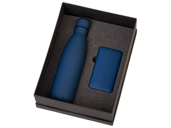 Подарочный набор «COLOR IT» с термобутылкой и повербанком, Размер 10000 mAh, Цвет темно-синий