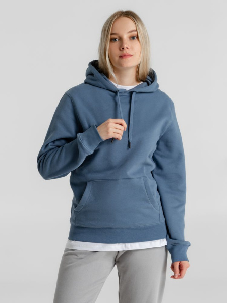 Толстовка с капюшоном унисекс King, серо-синяя, XS–3XL