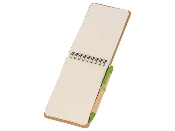 Блокнот «Masai» с шариковой ручкой, Цвет бежевый, зеленое яблоко