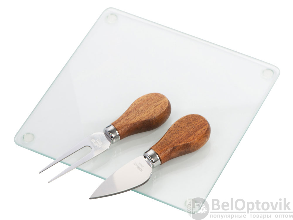 Набор для сыра «Dorblue», Цвет прозрачный, коричневый/серебристый