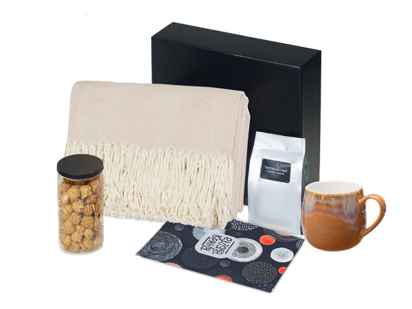 Подарочный набор «Re:y. Haven»  с пледом, кружкой и чаем, Цвет персиковый