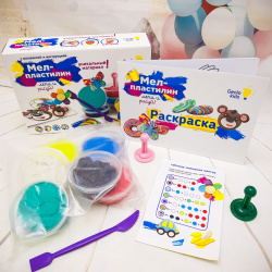 New Набор для творчества Genio Kids "Мел - пластилин. Лепи и рисуй" с раскраской