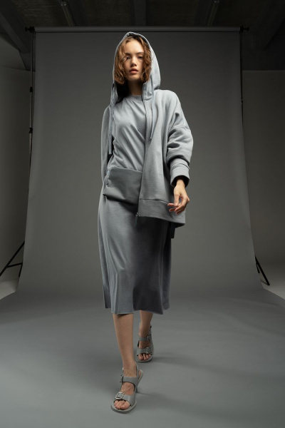 Платье D2, серое, XS–XXL