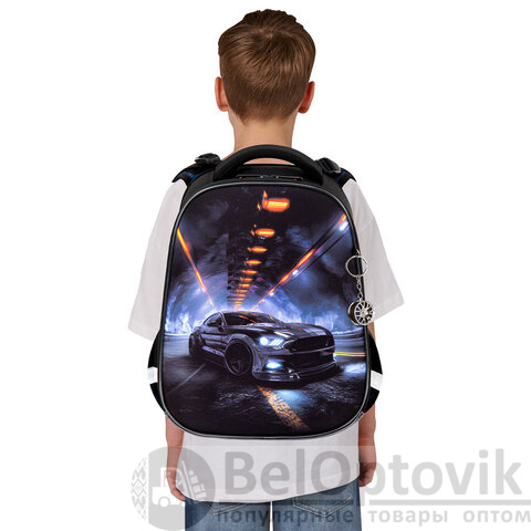 Ранец BRAUBERG ORIGINAL, 2 отделения, с брелком, "Tunnel car", 38х29х16 см, 274406