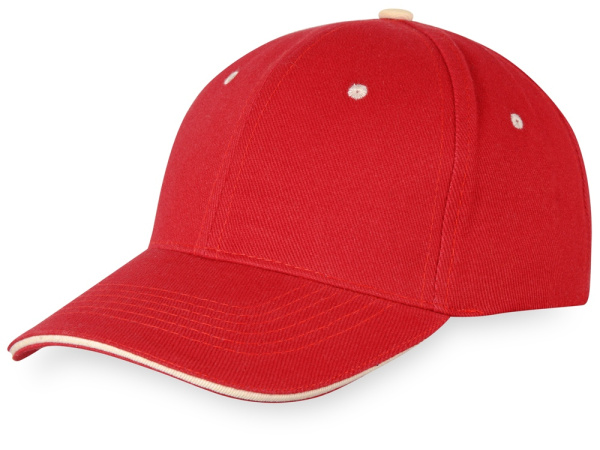 Бейсболка «New Castle», Цвет красный/натуральный