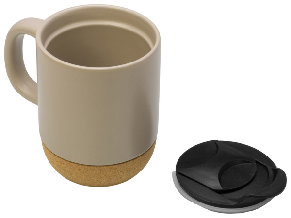 Кружка с пробковым дном и крышкой «Denpasar», Цвет бежевый