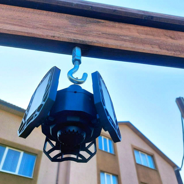 Складная гаражная подвесная лампа на 3 лепестка LED Deformable lamp XF-701 (USB+солнечная батарея, 5 режимов работы)