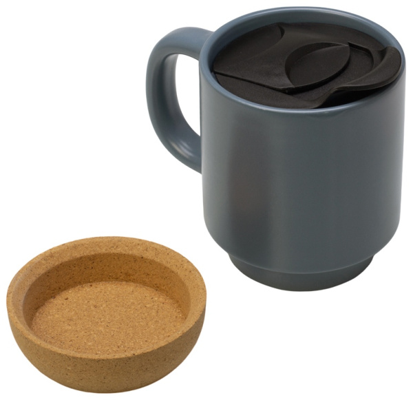 Кружка с пробковым дном и крышкой «Denpasar», Цвет серый антрацит