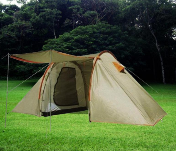 Палатка туристическая LanYu 1913 двухкомнатная 4-х местная 150+140+150х230х180 см с тамбуром
