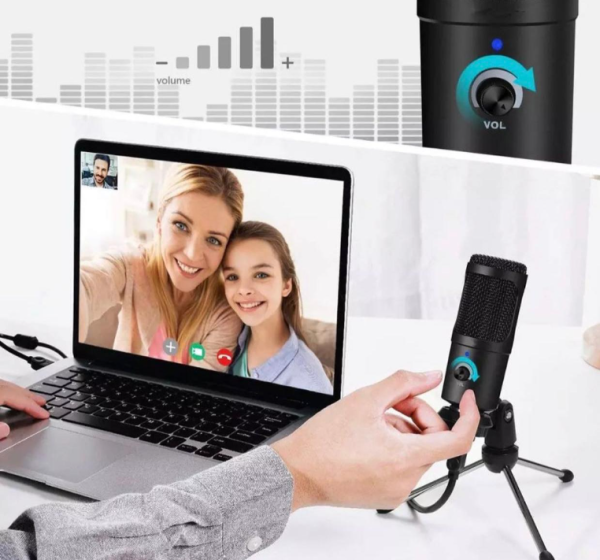 Микрофон динамический с мини-штативным стендом для ноутбуков или ПК Condenser Microphone. Штатив U8 192 кГц 24-битный USB