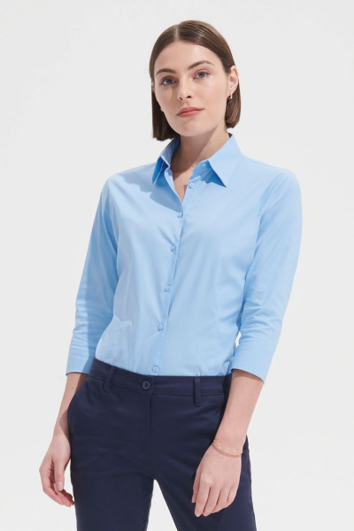 Рубашка женская с рукавом 3/4 Effect 140, голубая, XS–XXL