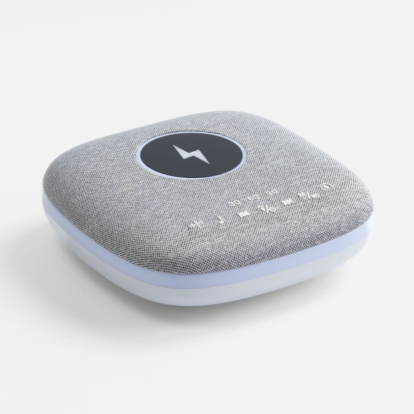 Bluetooth-колонка с беспроводной зарядкой и подсветкой Terrafonic, серая