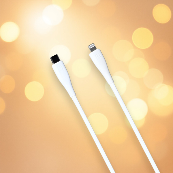 Кабель USB MRM PD91L USB Type-C-L, длина 1000мм, ток 3.1А, мощность 20Вт, белый / Надежность и удобство для современных устройств
