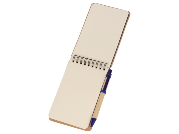 Блокнот «Masai» с шариковой ручкой, Цвет бежевый, синий