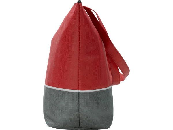 Сумка-холодильник Reviver с длинными ручками из нетканого переработанного материала RPET, Цвет красный/серый