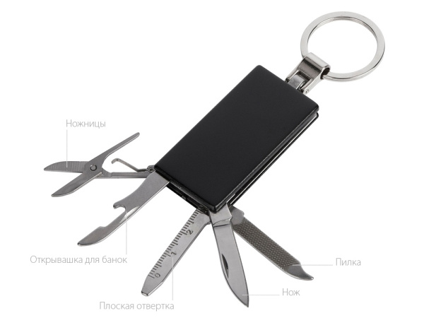 Мультитул-брелок 5-в-1 «Badge», Цвет черный