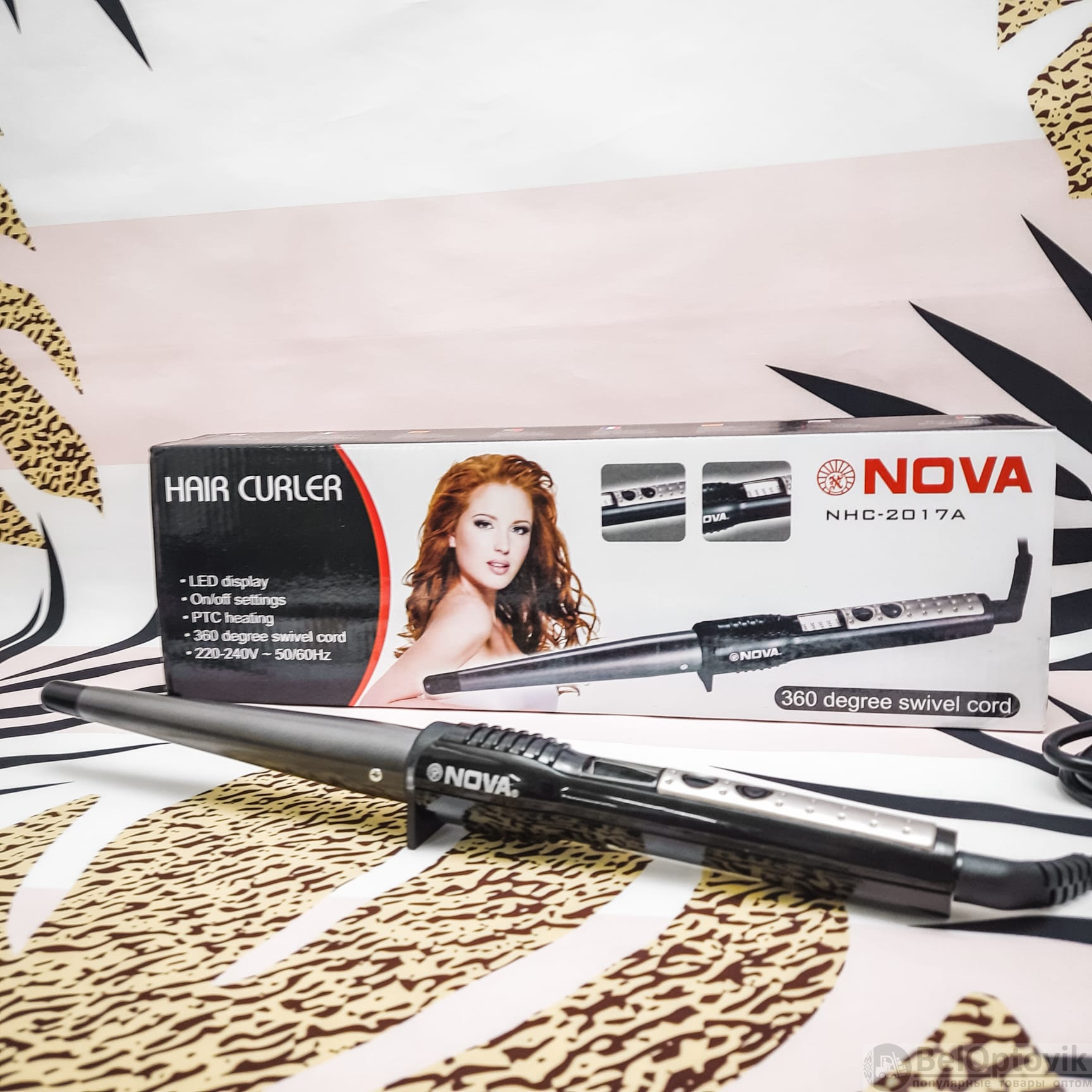 Профессиональная коническая плойка для завивки волос NOVA Hair Curler  NHC-2017А (арт: pl-7638) от 1 ₽ рублей оптом в Москве