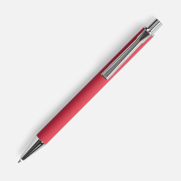 Ручка шариковая Lobby Soft Touch Chrome, красная, 14,5х1 см