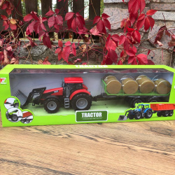 Модель трактора: Трактор уборочный с ковшом и стогами сена 1:32 Qunxing Toys 550-35A
