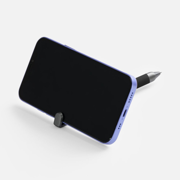 Ручка шариковая Standic Soft Touch с подставкой для телефона, черная, 14,5х1,5 см