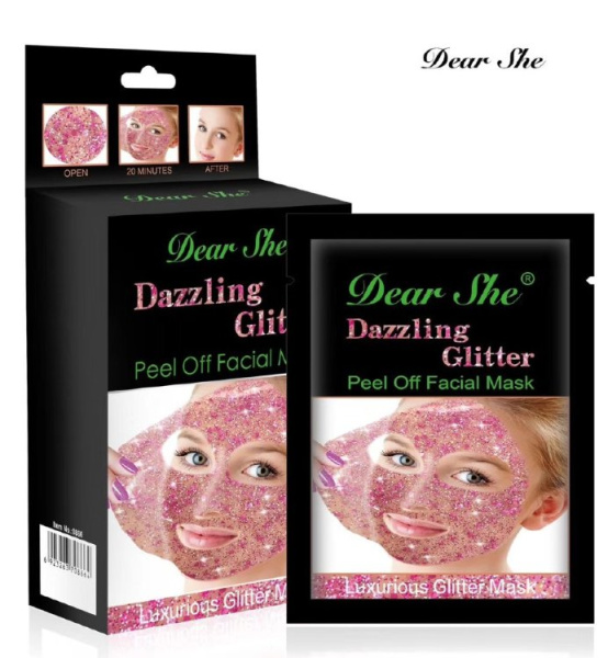 Маска - пленка для лица Dear She Dazzling Glitter, 18 гр. Золото (скрабирует, очищает, смягчает)