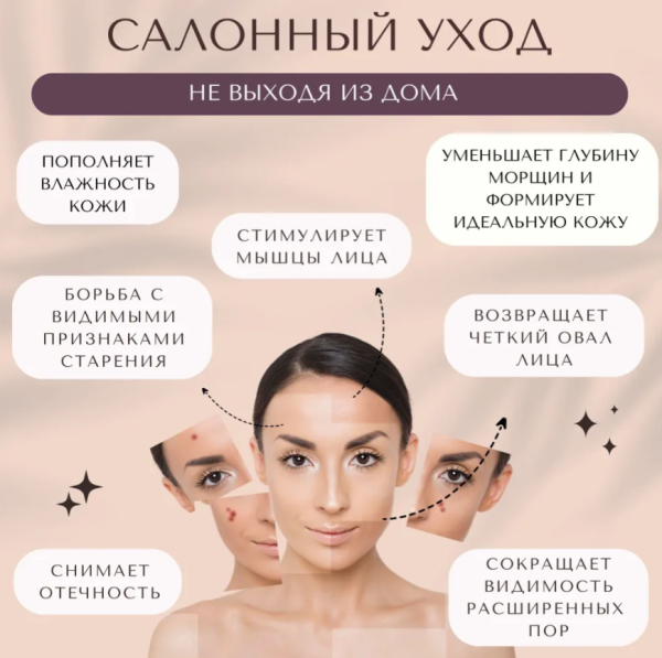 Массажер для лица электрический с функциями микротоки EMS, RF лифтинг и роликовый массаж
