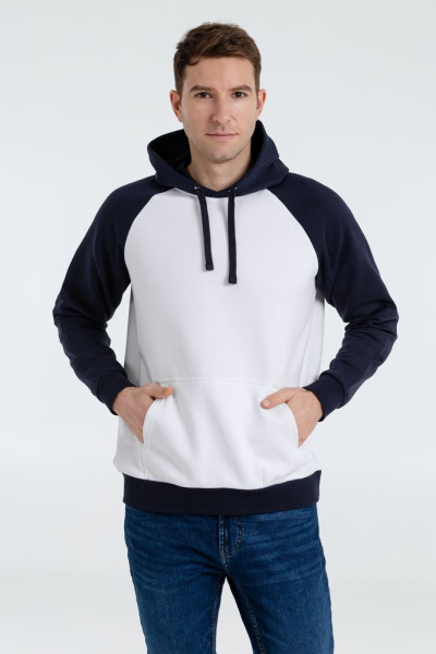 Толстовка унисекс Seattle, белая с темно-синим, XS–3XL