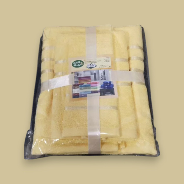 Подарочный набор полотенец махровых, 3 размера (70x130, 50x85, 30x50 см), 100% хлопок, высокое качество, плотность 400 г/м², желтый лимонный / Солнечный подарок для уюта