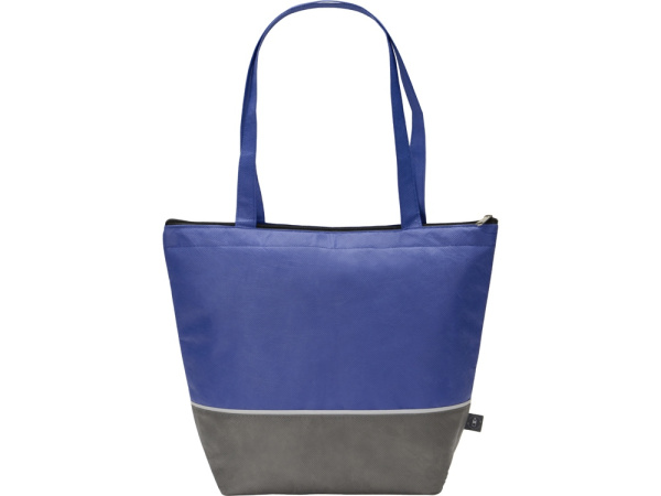 Сумка-холодильник Reviver с длинными ручками из нетканого переработанного материала RPET, Цвет синий/серый