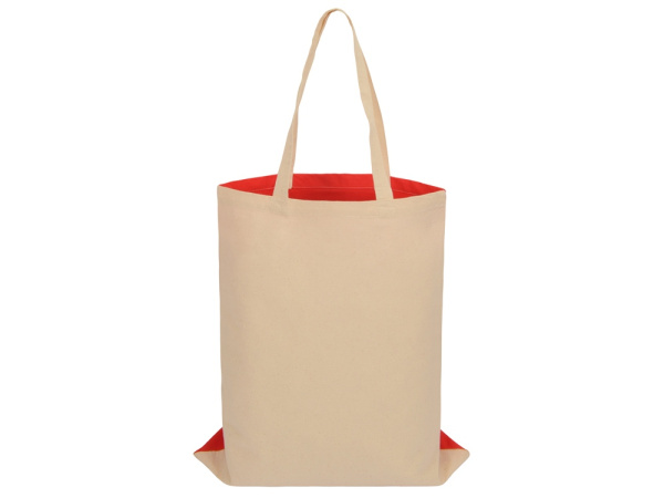 Сумка для шопинга «Twin» двухцветная из хлопка, 180 г/м2, Цвет красный/натуральный