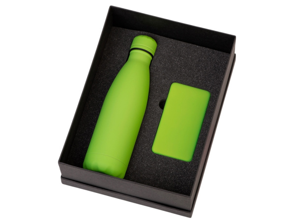 Подарочный набор «COLOR IT» с термобутылкой и повербанком, Размер 10000 mAh, Цвет зеленое яблоко
