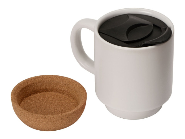 Кружка с пробковым дном и крышкой «Denpasar», Цвет белый матовый